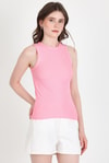 Pembe Taş İşleme Detaylı Halter Yaka Örme Atlet 0349