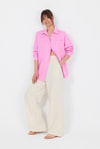 Pembe Tek Cepli %100 Pamuk Oversize Müslin Gömlek 4697A