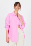 Pembe Tek Cepli %100 Pamuk Oversize Müslin Gömlek 4697A