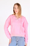 Pembe Yaka Kuşgözü Detay Sweat 9145M