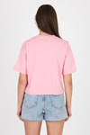 Pembe Yazı Baskılı %100 Pamuk Crop Tişört 9187M