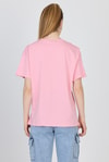 Pembe Yazı Baskılı %100 Pamuk Oversize Tişört 2150-17M