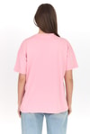 Pembe Yazı Baskılı %100 Pamuk Oversize Tişört 2150-10M