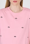 Pembe Yazı Baskılı %100 Pamuk Oversize Tişört 2150-18M