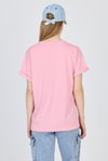 Pembe Yazı Baskılı %100 Pamuk Oversize Tişört 2150-7M