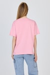 Pembe Yazı Baskılı %100 Pamuk Oversize Tişört 2150-18M