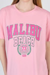 Pembe Yazı Baskılı %100 Pamuk Oversize Tişört 2150-17M