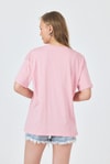 Pembe Yazı Baskılı Oversize Pamuklu Tişört 2150-32M