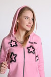 Pembe Yıldız Baskı Fermuarlı Sweat 9139M