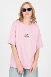 Pembe Yumuşak Dokulu Yazı Baskılı Oversize Tişört 6265