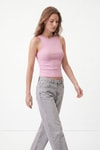 Pembe Yuvarlak Yaka Crop Atlet 8163A