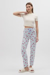 Pijama-Çizgili Kalp Desenli Beli Bağcıklı Kadın Pijama Altı 4529-rulem