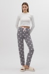 Pijama-Gri Kalp Desenli Kadın Pijama Altı 4530-rulem