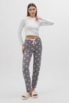 Pijama-Gri Kalp Desenli Kadın Pijama Altı 4530-rulem