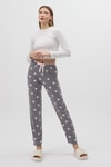 Pijama-Gri Kalp Desenli Kadın Pijama Altı 4530-rulem