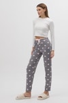 Pijama-Gri Kalp Desenli Kadın Pijama Altı 4530-rulem