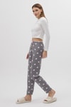 Pijama-Gri Kalp Desenli Kadın Pijama Altı 4530-rulem
