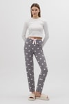 Pijama-Gri Kalp Desenli Kadın Pijama Altı 4530-rulem