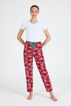 Pijama-Kırmızı Ayıcık Desenli Örme Pijama Altı 4519-rulem