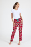 Pijama-Kırmızı Ayıcık Desenli Örme Pijama Altı 4519-rulem