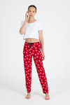 Pijama-Kırmızı Pati Desenli Pijama Altı 4524-rulem