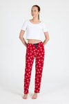 Pijama-Kırmızı Pati Desenli Pijama Altı 4524-rulem