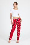 Pijama-Kırmızı Pati Desenli Pijama Altı 4524-rulem