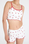 Pijama Takım-Beyaz Kiraz Desenli Atlet Şort Takım 3403-rulem