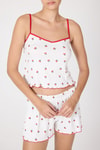 Pijama Takım-Beyaz Kiraz Desenli Kadın Pijama Takımı 3415-rulem