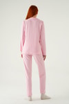 Pijama Takım-Çizgili Pijama Takımı 4542 Pembe -rulem