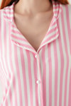 Pijama Takım-Çizgili Pijama Takımı 4542 Pembe -rulem