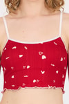 Pijama Takım-Kırmızı Kalp Desenli Atlet Şort Takım 3405-rulem