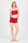 Pijama Takım-Kırmızı Kalp Desenli Atlet Şort Takım 3405-rulem