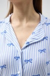 Pijama Takım-Mavi Fiyonk Desenli Pijama Takımı 3412-rulem