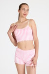 Pijama Takım-Pembe Çizgili Atlet Şort Takım 3402-rulem