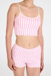 Pijama Takım-Pembe Çizgili Atlet Şort Takım 3402-rulem