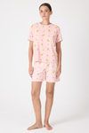 Pijama Takım-Pembe Meyve Desenli Şortlu Pijama Takımı 3420-rulem