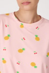 Pijama Takım-Pembe Meyve Desenli Şortlu Pijama Takımı 3420-rulem