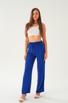 Saks Beli Lastikli Bol Paça Dokuma Pantolon 4284-1