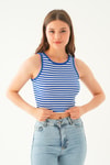 Saks Beyaz Fitilli Crop Kadın Atlet 1312