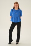 Saks Bisiklet Yaka Bluz 4106