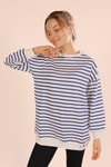 Saks Bisiklet Yaka Çizgili Sweat 6859