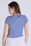 Saks Çizgili Crop Bluz 5285