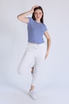 Saks Çizgili Crop Bluz 5285