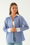 Saks Çizgili Gömlek 4185A