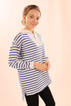 Saks Fermuarlı Çizgili Sweat 6861