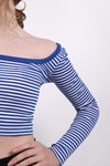 Saks Kare Yaka Çizgili Crop Bluz 9904