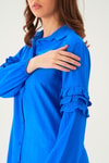 Saks Kol Fırfırlı Uzun Tunik 4136A