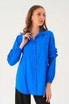 Saks Kol Fırfırlı Uzun Tunik 4136A
