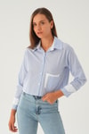 Saks Kol Manşet Detay Crop Gömlek 4183A